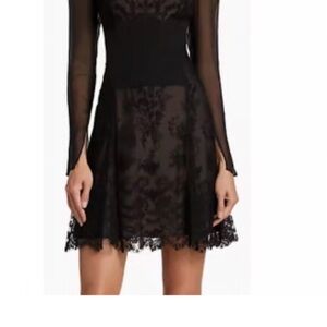Jason Wu Black Lace Long-Sleeve Fit & Flare Dress